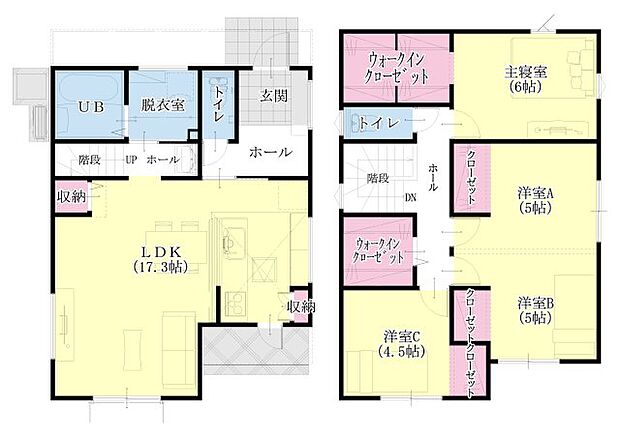 【間取図】4SLDK　豊富な収納がある間取り