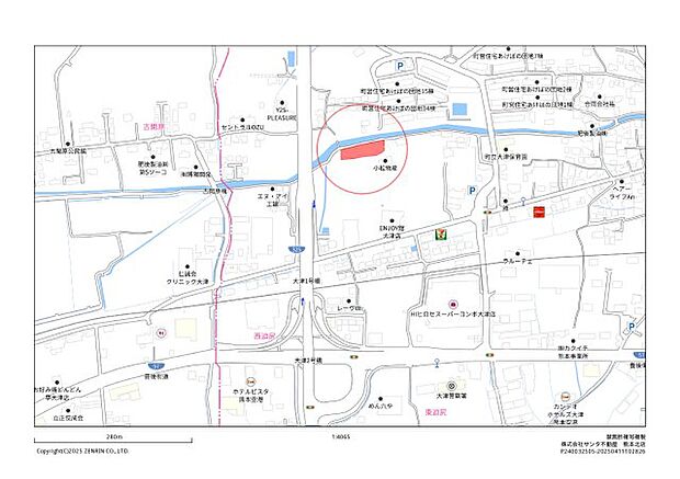現地案内図　カーナビ設定：菊池郡大津町大字室１１００-１付近