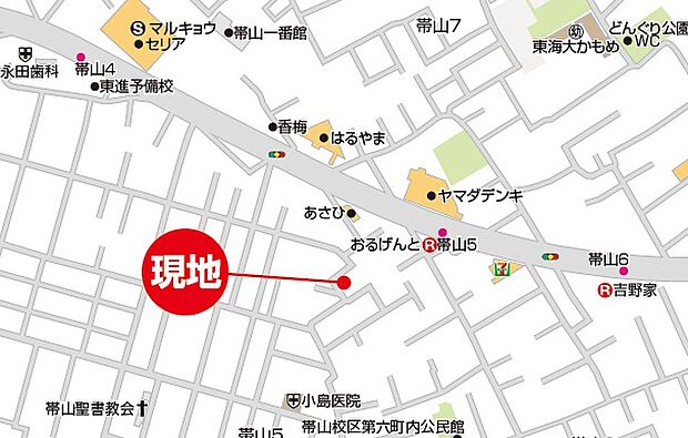 ナビ:熊本市中央区帯山5丁目34-38付近
