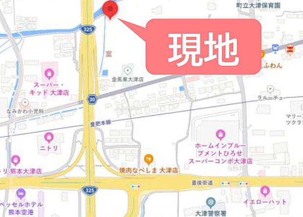 現地案内図 カーナビ設定:菊池郡大津町大字室1100-1付近