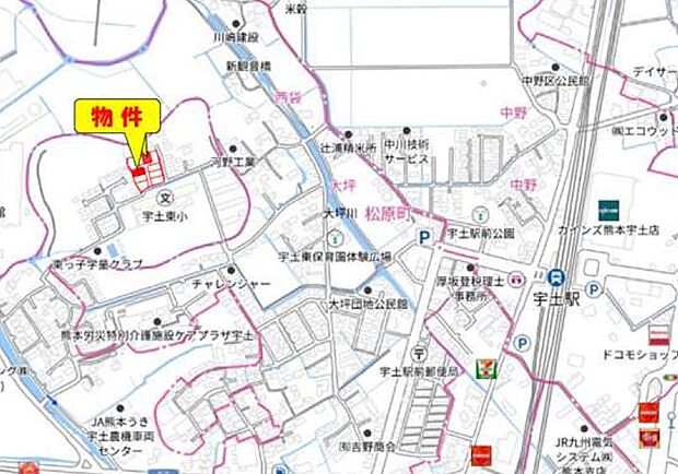 カーナビ:宇土市築籠町21番6の北東側付近
