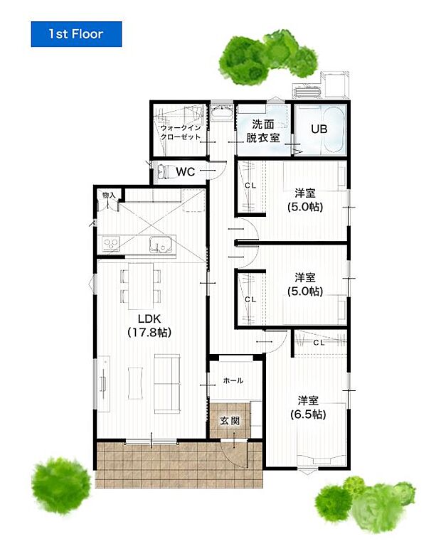 【3LDK+S(納戸)】17.8帖のLDKと居室とは別にウォークインクローゼットを配置。  来客時にも安心！３台駐車可能です♪  省令準耐火構造！ 火災に強いため、通常の木造住宅に比べて火災保険を低く抑えることができるのがメリット。 制震ダンパー設置！ ZEH仕様！  ＼オススメPOINT／ アイパッソの家は標準仕様で全居室LED照明付きです！ カーテンはお引渡し前までにお好きな柄をお選びいただけます♪  ≪非公開物件の情報もご案内中≫ サンタ不動産のご来店いただければ公開前の非公開物件もご案内しています☆