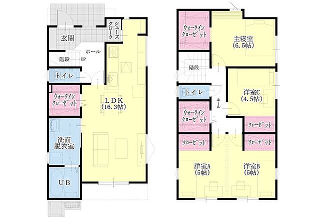 【4LDK+S(納戸)】麻生田小学校まで徒歩約3分♪ 北バイパスへのアクセスが良く、生活がしやすい立地。 ☆麻生田5丁目2期1号地☆ 32坪 4SLDKの二階建て・新築物件 ・10帖の主寝室は2部屋に区切ることも可能です♪ ・3ヵ所のウォークインクローゼット♪ 収納ボックスがいらない生活をしてみませんか?? ・水回りがまとまっており、家事動線がスムーズな間取りになっています♪ アイパッソの家は標準仕様で全居室LED照明付きです! カーテンはお引渡し前までにお好きな柄をお選びいただけます♪
