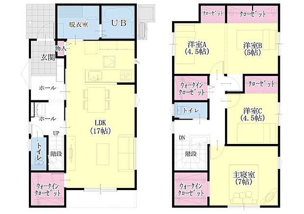 【4LDK+S(納戸)】麻生田小学校まで徒歩約3分♪ 北バイパスへのアクセスが良く、生活がしやすい立地。  ☆麻生田5丁目2期2号地☆ 32坪 4SLDKの二階建て・新築物件  ・9.5帖の主寝室は2部屋に区切ることも可能です♪  ・3ヵ所のウォークインクローゼット♪ 　収納ボックスがいらない生活をしてみませんか？？  ・水回りがまとまっており、家事動線がスムーズな間取りになっています♪  アイパッソの家は標準仕様で全居室LED照明付きです！ カーテンはお引渡し前までにお好きな柄をお選びいただけます♪