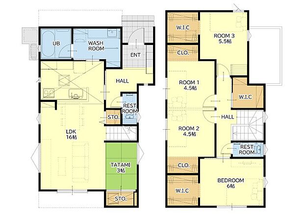 【5LDK+S(納戸)】全室フローリング設計。 1階に16帖のLDK。リビング横に3帖の和室あり♪ 2階には洋室が4部屋。ホールと6帖主寝室、5.5帖洋室にW.I.Cあり♪全居室収納付き♪ 駐車は並列3台可能です♪ 省令準耐火構造! 火災に強いため、通常の木造住宅に比べて火災保険を低く抑えることができるのが大きなメリットです。 充実の標準仕様・設備もコミコミ価格の建売住宅です。