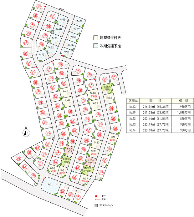 全体区画図(※図面と現況に相違がある場合には現況有姿とします)