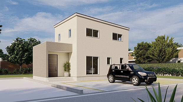 【安心の定額制で建てる「いろはいえ」】外観イメージパース ※パースにつき一部オプションが含まれている場合がございます。外構・植栽はイメージです。価格には含まれていません。