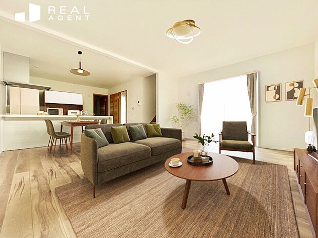 『D号棟リビングルーム』
上質な暮らしを育む自分たちだけの穏やかな空間。配置する家具により雰囲気は変幻自在です。※配置している家具はCGによるイメージです。