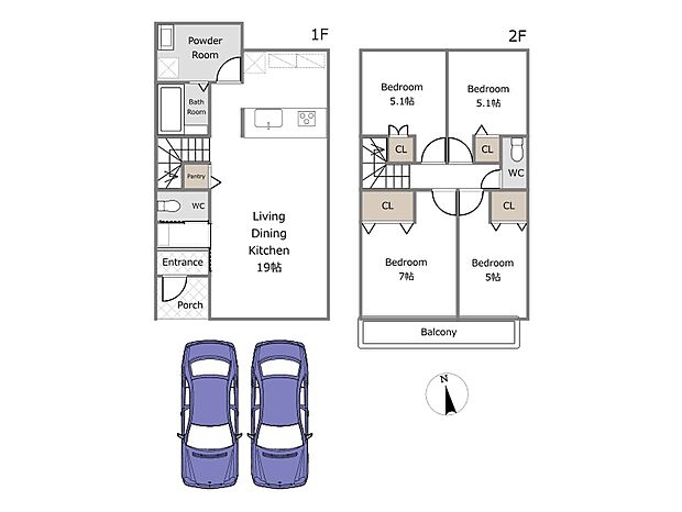 【B号棟参考プラン】(建物込4980万円、土地面積100.44m2、建物面積94.40m2)期間限定!建物フリープランにつき、お客様のご要望をお聞かせください!