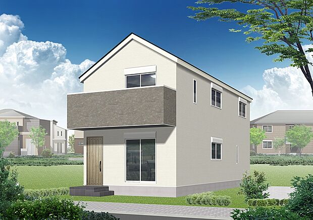 【A号棟完成イメージパース】全区画参考プランは2階建ての4LDK！キッチンパントリーもございます。