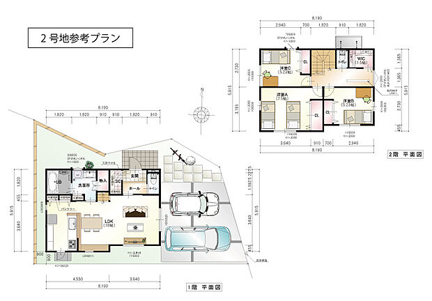 【【間取図/2号地プラン例】】3LDKオール電化プランです。LDKは広々約18帖!リビングアクセス階段を採用しており、家族のコミュニケーションがスムーズに◎
2階ホールに室内物干を設け、ランドリースペースとしてもお使いいただける空間に。WICが隣接しており、乾いた衣類をサッと仕舞うことができます。
陽光と風が舞い込む全居室2面採光。SIC・パントリー・リネン庫・WICなど収納豊富なプランです。
(建物価格2265.56万円、建物面積93.56m2、3LDK)