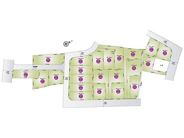 【全体区画図】
閑静な住宅街にある全22区画の分譲地です。