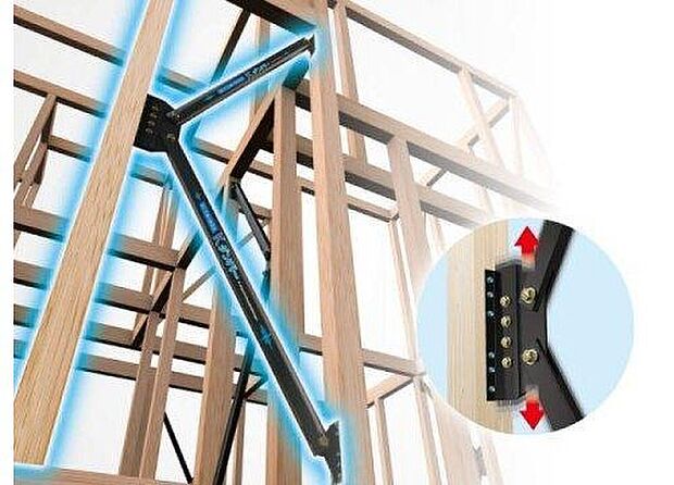 　　【制振装置：Kダンパー（IMA）】耐震、制震2つの性能を併せ持つ装置で、効率よく地震の揺れを抑える工夫がされている高性能ダンパーです。認定機関による厳しい試験や審査をクリアした国が認めた製品です。