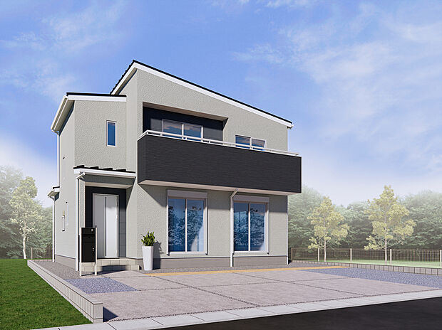 【３号棟　外観パース】（※建物完成イメージ画像）外壁材は「セルフクリーニング機能」付き。空気中の水分子を取り込んで外壁表面に薄い水分子膜を作り、汚れを浮かせて雨で洗い落とします。