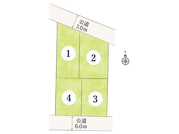 【【全体区画図】】全4区画52坪以上のゆとりある分譲地です。
