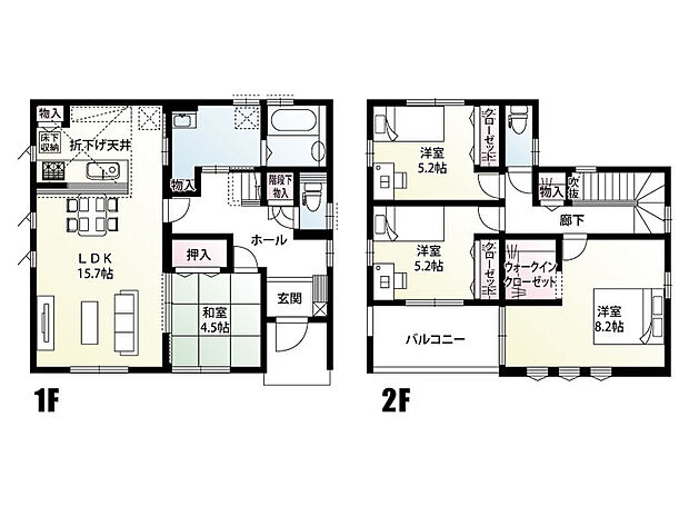 【4LDK】リビングと和室は続き間となっている為、合わせて約20帖の空間としてもお使い頂けます。

