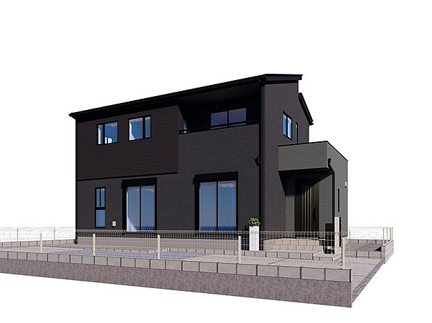【【17号棟：完成イメージ】】こだわって作り上げた注文住宅のような、お洒落でモダンな外観に仕上げました。
