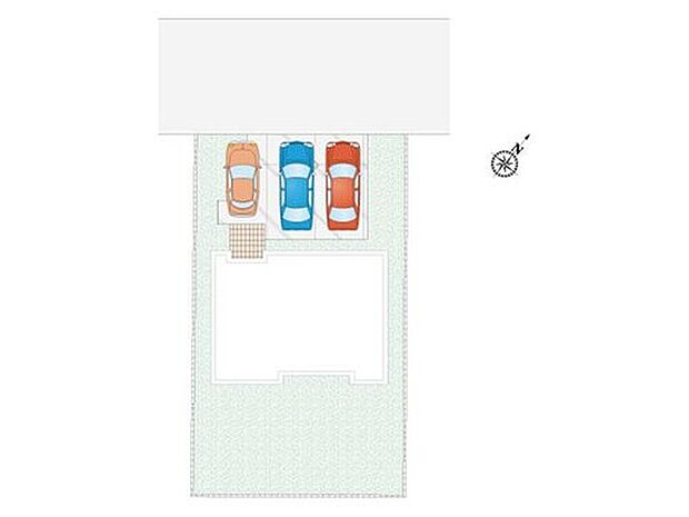 【4LDK+1S(納戸)】並列3台駐車可能!不在時の荷物の受け取りに便利な、宅配ボックス搭載門柱付き!
