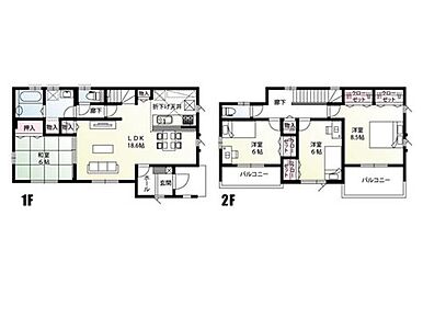 全居室南向きで陽当たり良好です♪さらに全居室6帖以上の広さがあるのでゆったりとした生活が送れます。バルコニーは2ヶ所あり、両方に室外物干し金物が付いていて便利です！ 