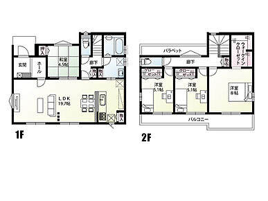 LDK19.7帖の広々プランです！家事ラク動線プランです！ 