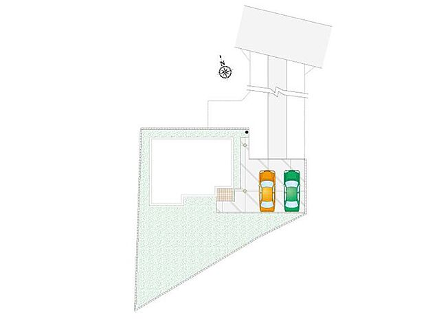 【4LDK】並列2台駐車可能です。広い南庭にお子様の遊具なども設置できますね。