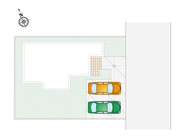 【3LDK】駐車スペース2台をしっかり確保。来客時の駐車や将来的な増車にも対応できます。