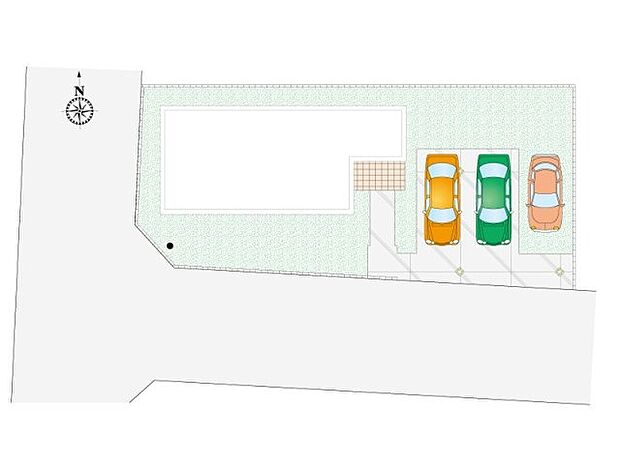【4LDK+1S(納戸)】並列3台以上駐車可能です!南西角地の為、日当たりの良さと開放感を同時に享受できます♪