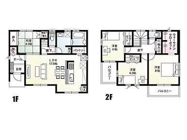 ご家族が集まるLDKは、17.6帖のゆとりある広さを確保しました。広々とした空間をいつも綺麗に保てるよう、収納スペースを豊富に設けているのが特徴です。キッチンの利便性を高めるパントリーや、空間を有効活用した階段下収納など、豊富な収納により、家具を最小限に抑えてリビングをさらに広くスッキリとお使いいただけます。 