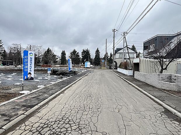 【前面道路】公道8mに接している閑静な住宅街です(2025年4月撮影)