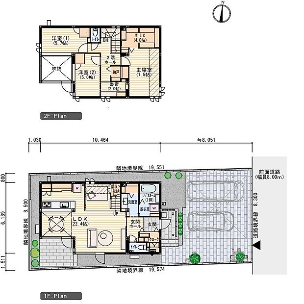 【3LDK＋S】※プラン図は図面を基に描いておりますので、実際と多少異なる場合があります。家具・小物・外構は販売物件に含まれます。洗濯機・冷蔵庫・車は販売物件に含まれません。ポーチ面積・カーポート面積は、延床面積に含まれます。
※ポーチ部分：3.27m2含む　延床面積：147.27m2(44.54坪)　カーポート部分：28.74m2含む