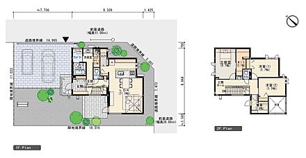 ※プラン図は図面を基に描いておりますので実際と多少異なる場合があります。※小物類・家具・外構は価格に含まれます。冷蔵庫・洗濯機・車は価格に含まれません。 