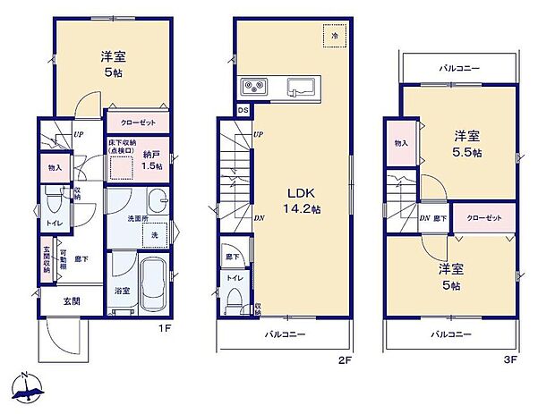 価格3480万円、3LDK+S、土地面積71.73m2、建物面積78.15m2