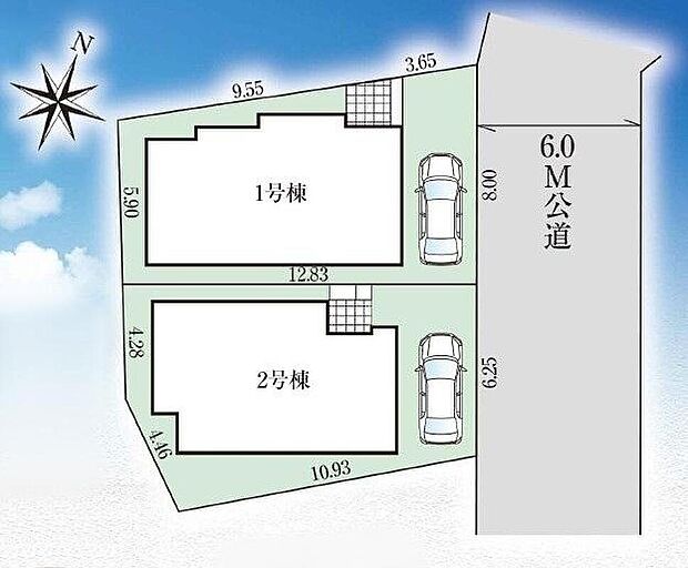 ☆全体区画図☆
カースペースございます。
前面道路広々6m!車庫入れが苦手な方でもスイスイ楽々♪