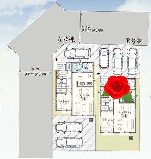 ☆全体区画図☆
カースペース3台可能です。