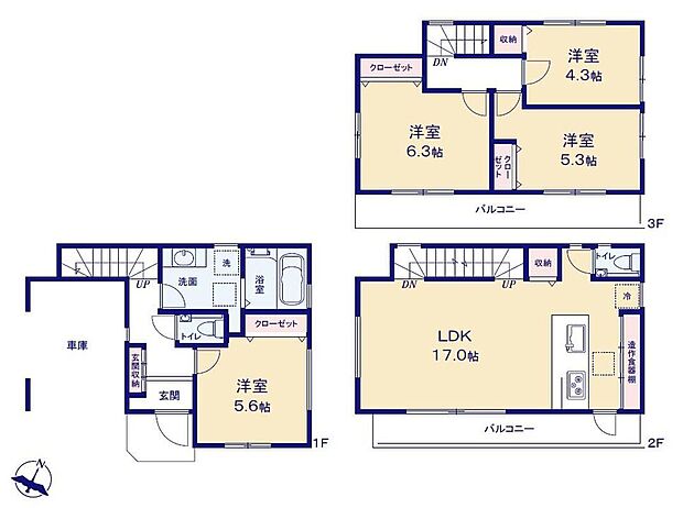 価格4480万円、4LDK、土地面積63.78m2、建物面積107.63m2
