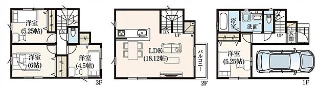 価格3198万円、4LDK、土地面積56.31m2、建物面積108.46m2 