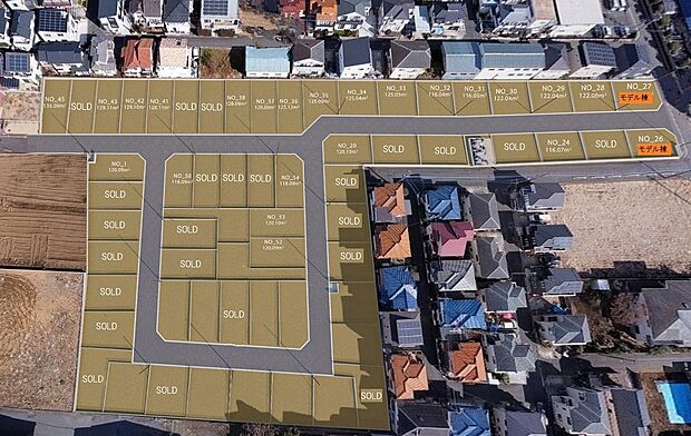 ☆上空から見た現地のイメージ☆
世代の近い方々が集まるのも開発現場の特徴です。同世代が集まり、まちぐるみの子育て環境が実現する分譲地。