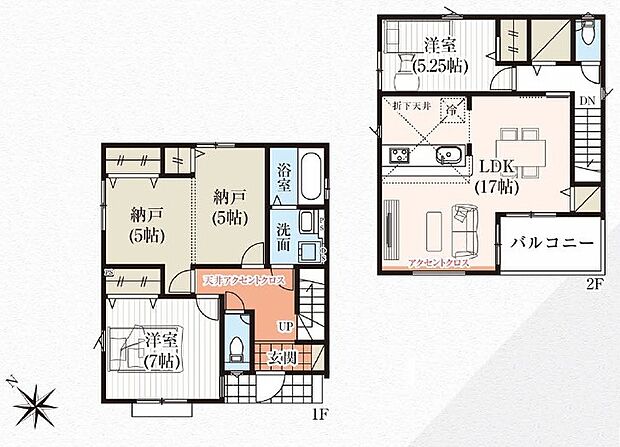 51号棟　間取り図　２ＬＤＫ＋２Ｓ　敷地面積125.22ｍ2　建物面積96.88ｍ2