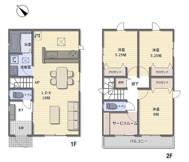 建物プラン例(2区画)3LDK+S、土地価格2780万円、土地面積112.58m2、建物価格1700万円、建物面積89.42m2