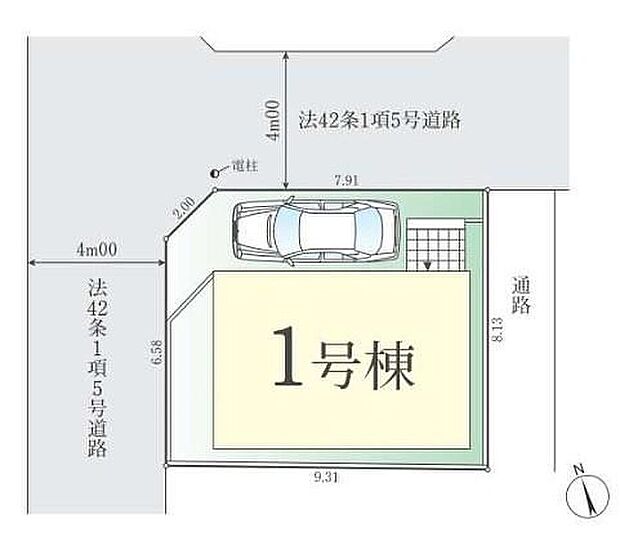 ☆全体区画図☆カースペース1台可♪前面道路は車通りが多くないので、お車の出し入れもラクラクです♪