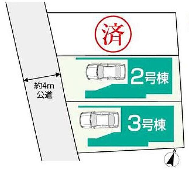 【全体区画図】ビルトイン車庫ございます。
通学・通園、お買い物にも便利な生活しやすいエリアです♪