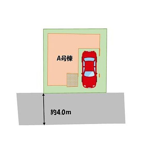 【全体区画図】周辺は交通量の少ない生活道路なので小さなお子様がいても安心です
ビルトインガレージの車庫は雨からお気に入りのお車を守ってくれます♪