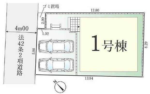 【全体区画図】カースペース並列2台可能です♪