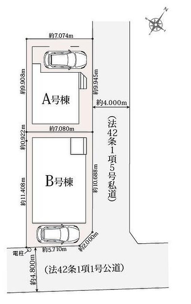 【全体区画図】カースぺースございます。Ａ号棟はビルトイン車庫です♪