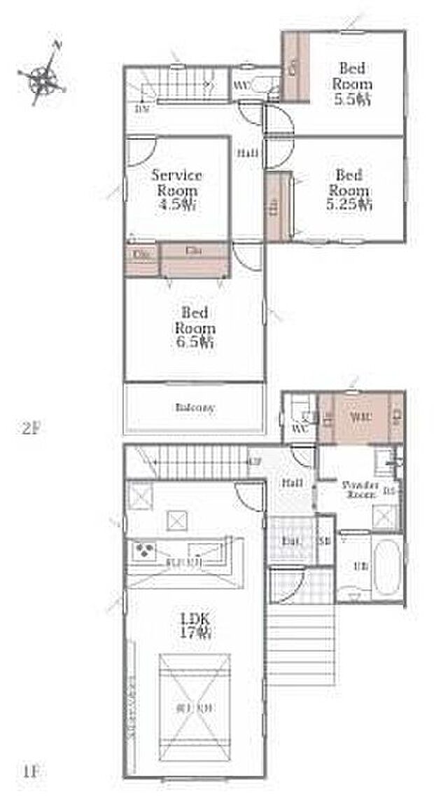 【3LDK+S】◆LDKの天井部分は折上天井となっており、お部屋が広く見え開放感が生まれます!◆対面式キッチンのため、お食事の準備をしながらご家族との会話を楽しめます。◆洗面室にWIC設置!
