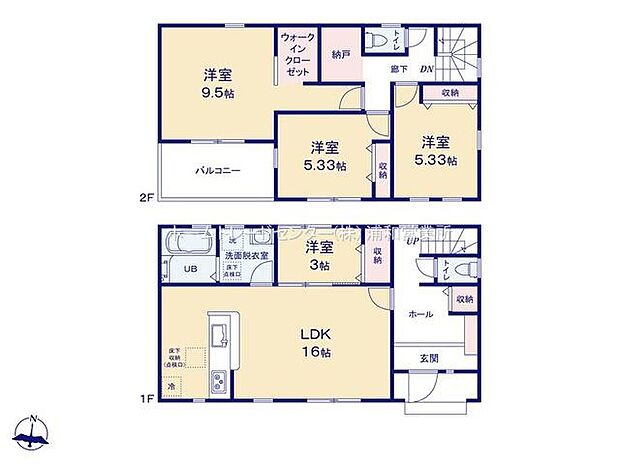 (2号棟)、価格3080万円、4LDK+S、土地面積135.14m2、建物面積102.67m2