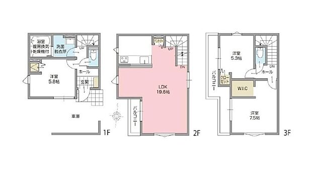 (1号棟)、価格7198万円、3LDK、土地面積60.87m2、建物面積105.36m2 
