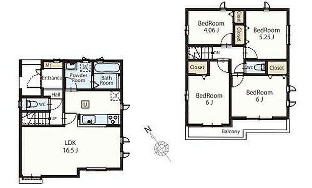【4LDK】☆ワイドバルコニーを設置☆
2階には2部屋から行き来できるワイドバルコニーを設置致しました♪ご家族のお布団は一度に干す事も可能ですね！