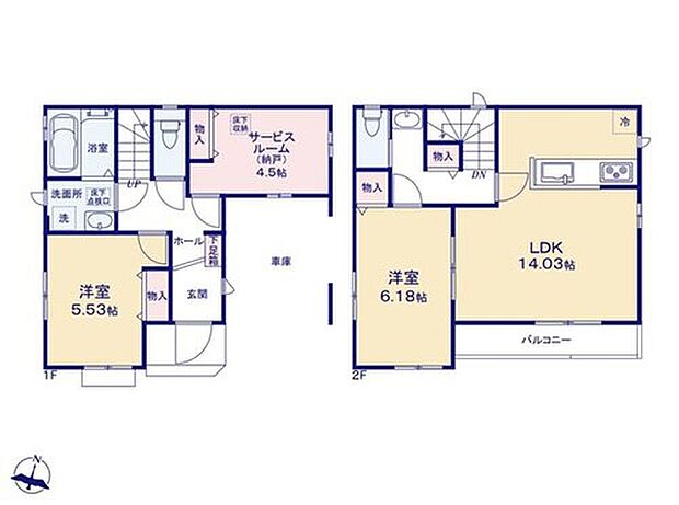 【2LDK+S】☆全室南向き☆
道路からのプライバシーを確保しやすい「2階リビング」を採用。
家族のコミュニケーションを重視した対面式キッチン、お食事の準備をしながらご家族との会話を楽しめます。