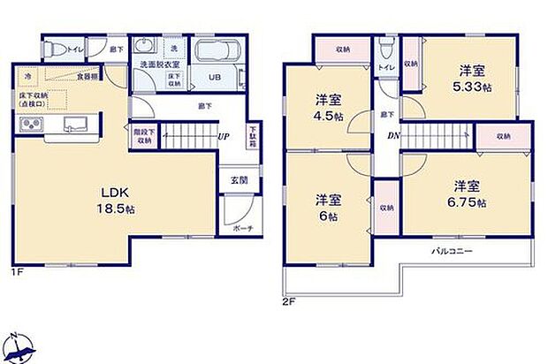 【4LDK】採光良好なリビングは、ご家族の憩いの空間。居心地の良い快適な安らぎの場所にもなりそうです。全居室に収納を完備しておりますので、居室の全空間を有効活用出来ます♪